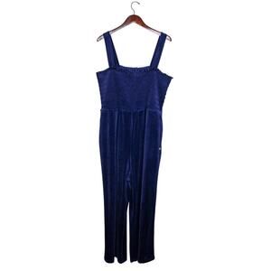 Juicy By Juicy Couture Blue Velour Jumpsuit Pantsuit Smocked Top 2X